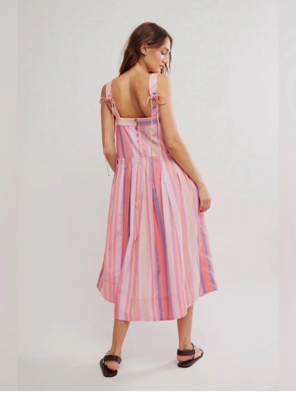 FREE PEOPLE Primavera Stripe Cotton
Midi Dress Sz. M.  NWT color pink - Picture 13 of 13